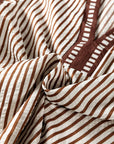 Stripe Double Ruffle Short Sleeve V-Neck Blouse
