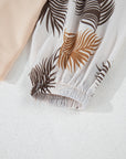 Tropical Polka Dot Patchwork Puff Sleeve V-Neck Blouse