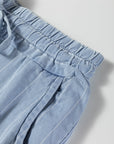 Stripe Chambray Tied Elastic Waist Trousers