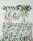 Floral Tie Straps Smocked Ruffle Tiered Dress