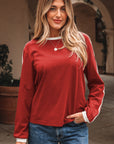 Varsity Stripe Crew Neck Long Sleeve Top