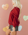 Alma Contrasted Trim Textured Blouse