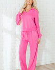 Solid Collared Top and Central Seam Pants Set