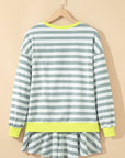 Stripe Contrast Ribbed Top and Shorts Set