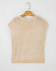 Solid Bow Tie Applique Cap Sleeve Sweater