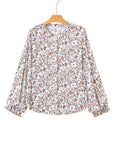 Floral Frilled Puff Sleeve Button Down Shirt