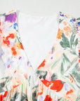 Floral Double Ruffle Sleeve V-Neck Mini Dress