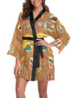 Baha Ranch Vintage Cowgirl Collage Kimono Satin Robe