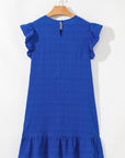 Claire Textured Flutter Sleeve Ruffled Mini Dress