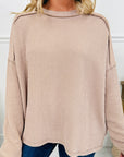 Solid Corded Knit Long Sleeve Top