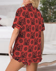 Baha Ranch Colores de Mexico Red Flamenco Mexican Tile Talavera Floral Satin Pajamas