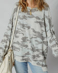 Camo Reverse Seam Drop Shoulder Sweatshirt