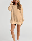Solid Ribbed Trim Drop Shoulder Oversize Sweatshirt