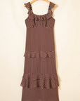 Polka Dot Backless Ruffle Tiered Maxi Dress
