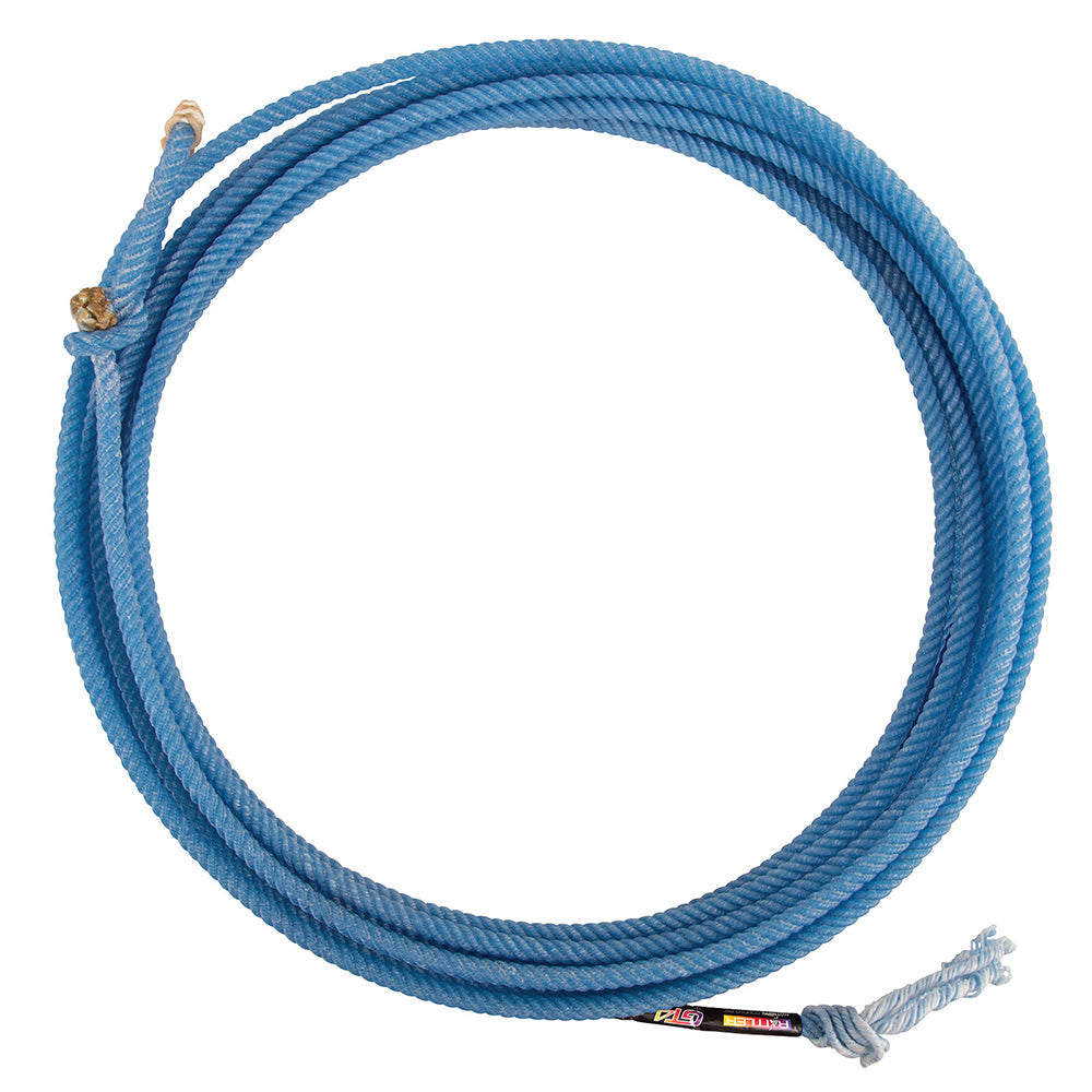 Rattler GT4 Team Rope 3/8" x 35' – 4 Strand Nylon Core Rodeo Rope with Weighted Tip, Fast Swing &amp; Wide Loop Delivery Blue