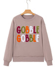 GOBBLE Thanksgiving Raw Hem Sweatshirt