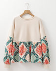 Paisley Geometric Patchwork Long Sleeve Top