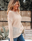 Solid Crochet Hollow-Out Sweater