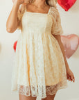 Winter Bubble Sleeve Square Dress