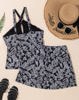 Abstract Buckle Tankini Top & Skirted Swim Set