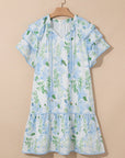 Madalyn Floral Contrast Edge Layered Short Sleeve Mini Dress