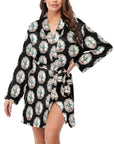 Silver Concho Women's Long Sleeve Belted Satin Feel Dressing Lounge Robe