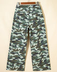 Camo Wide Leg Drawstring Denim Pants