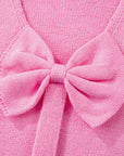 Bow Tie Backless Bubble Sleeve Sweater