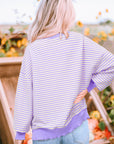 Stripe Drop Shoulder Long Sleeve Top