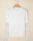 Samantha Lace Sleeve Two-piece Fuzzy Sweater