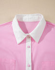 Floral Hollow Out Contrast Patchwork Shirt