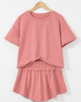 Solid Cropped Tee & Ruffle High Waist Skort Set
