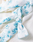 Floral Bow Tie Back Bubble Sleeve Peplum Top