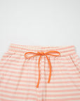 Stripe Contrast Trim Tee & Drawstring Shorts Set