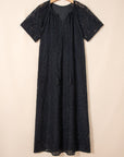 Lace Overlay Tassel Tie Short Sleeve Maxi Dress