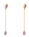 Chained Up Purple Amethyst and Golden Bronze Dangle Earrings