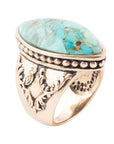 Champion Blue Turquoise Golden Cocktail Ring