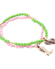 Charmed Cactus and Boot Pink Green Jade Bracelet Set