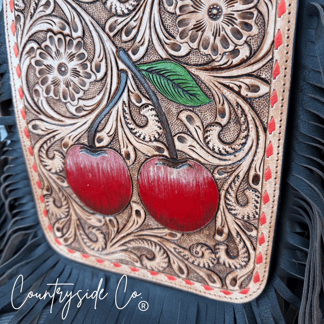 Cherry Crush Tooled Leather Purse
