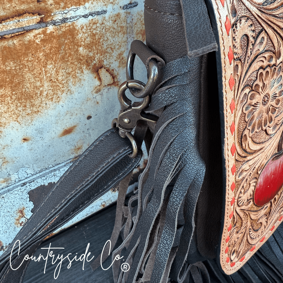 Cherry Crush Tooled Leather Purse