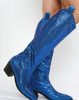 Blazing Boots - Blue or Silver -  Cowgirl Sparkle Holiday Western