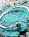 Circle Two Toned Green Malachite Cuff Bracelet