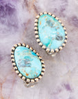 Clip On Blue Turquoise Golden Earrings
