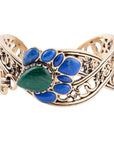 Cognate Green Malachite and Blue Lapis Golden Cuff Bracelet