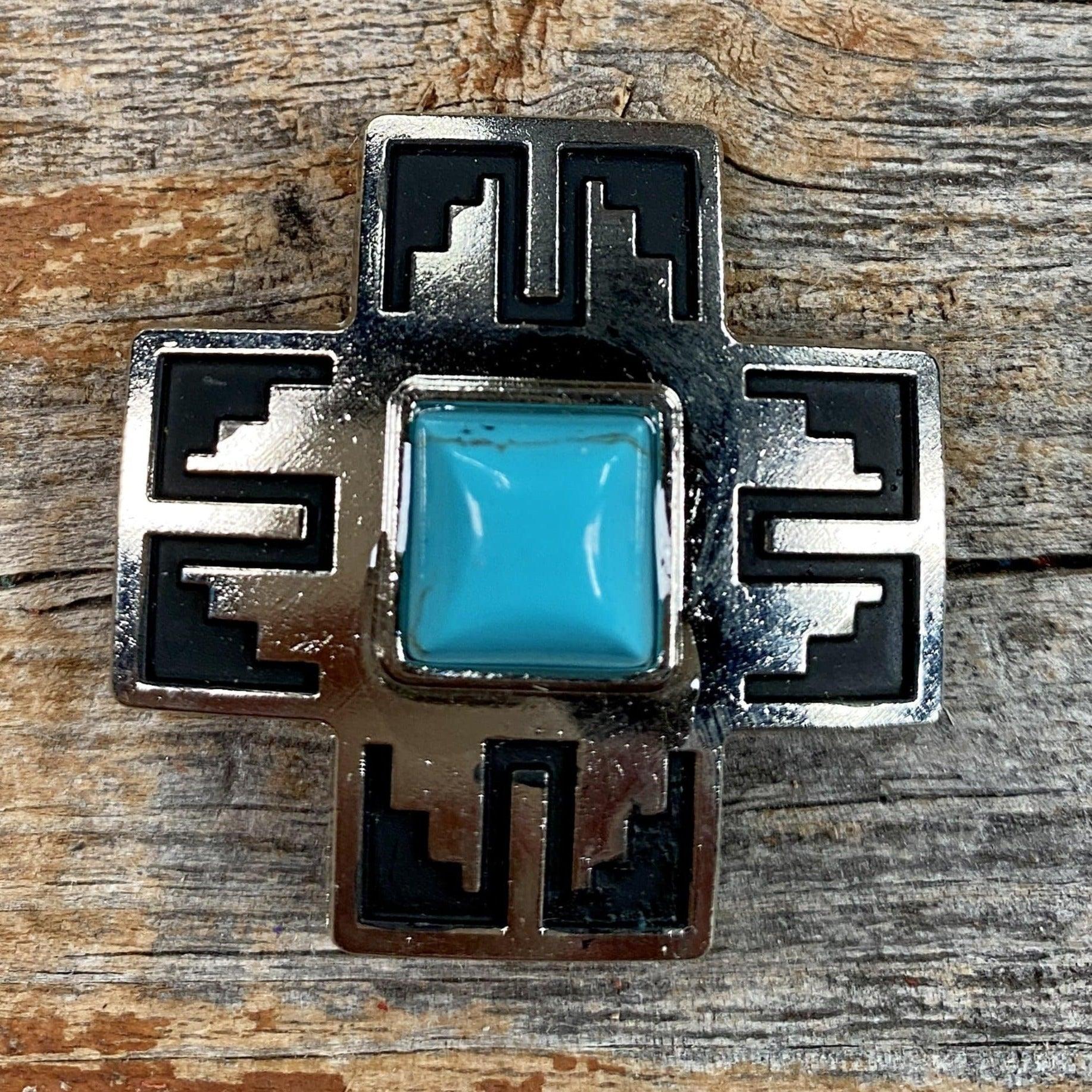 Southwest Antique Silver Turquoise 1.5" Concho W201L
