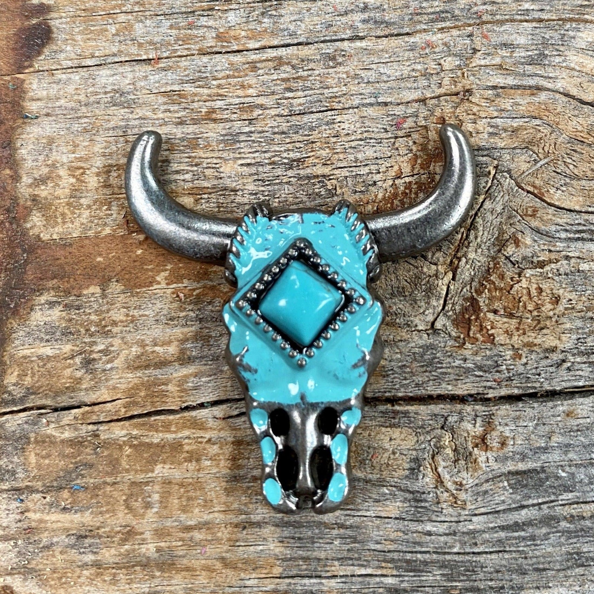 Turquoise Steer Head Concho W202L