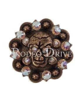 AB Copper 1.75" Skull European Crystal Concho