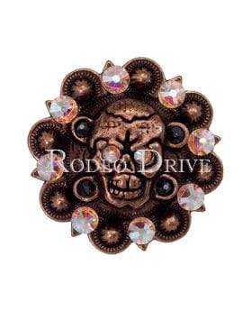 AB &amp; Jet Copper 1.75" Skull European Crystal Concho