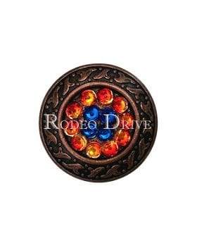 Capri Fire Opal &amp; Teal  Copper 1.25" Disc European Crystal Concho