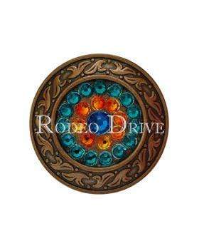 Capri Fire Opal &amp; Teal Copper 1.5" Disc European Crystal Concho